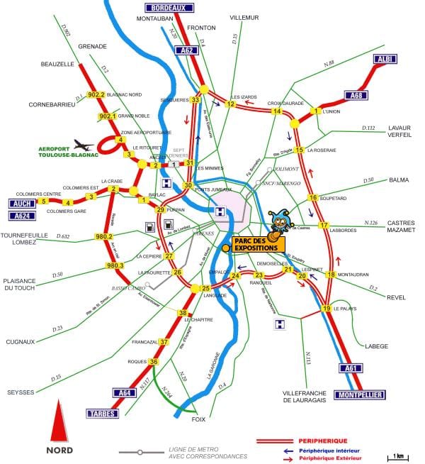 வரைபடம் துலூஸ் நெடுஞ்சாலை